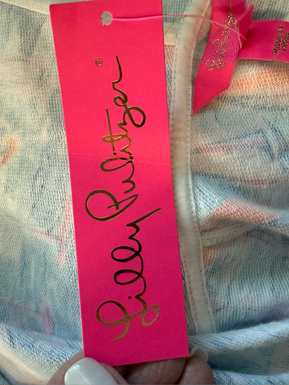 NWT Women’s Lilly Pulitzer Kiawah Hoodie in Zanzibar Blue Size Large - Picture 7 of 9